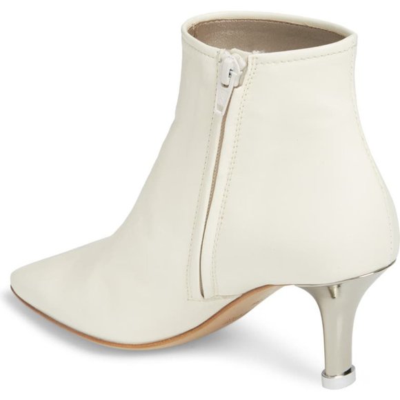 AGL Bootie Off-White Calf Leather with Metallic Kitten Heel - Picture 2 of 11